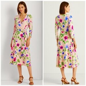 Ralph Lauren Floral Surplice Jersey Dress